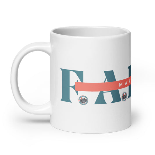 Make Good F.A.R.T.S. teal white glossy mug