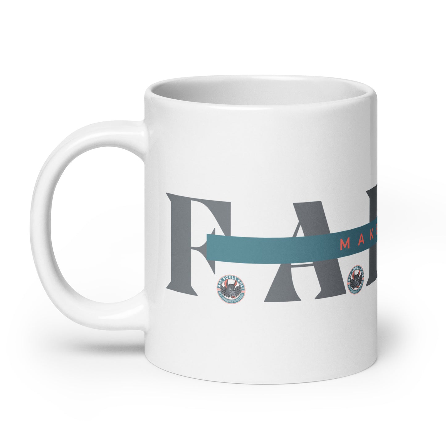 Make Good F.A.R.T.S. light gray white glossy mug