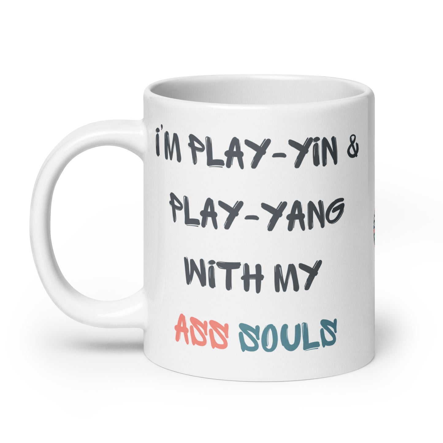 Play-Yin & Play-Yang white glossy mug