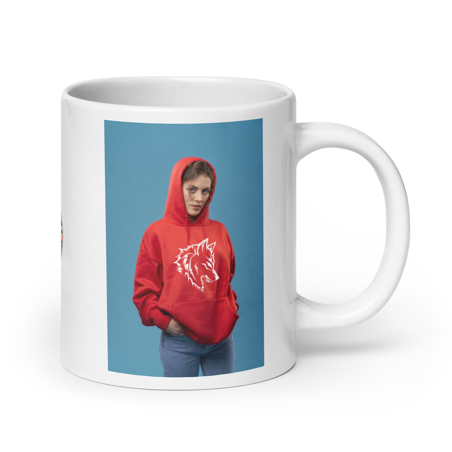 Little Red Riding Wolf white glossy mug