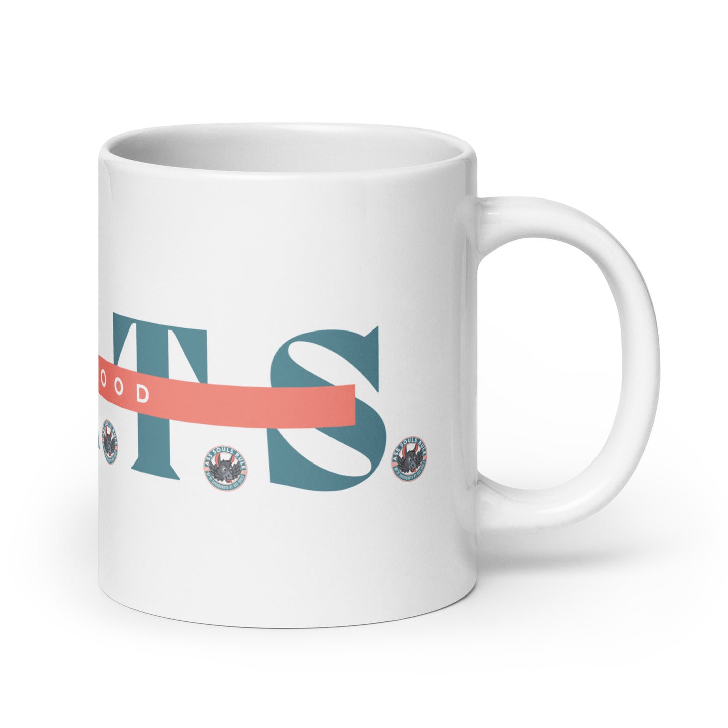 Make Good F.A.R.T.S. teal white glossy mug