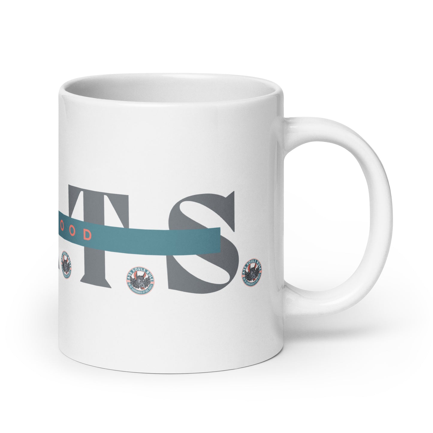 Make Good F.A.R.T.S. light gray white glossy mug