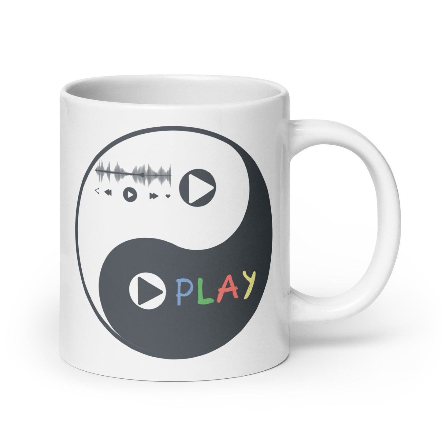 Play-Yin & Play-Yang white glossy mug