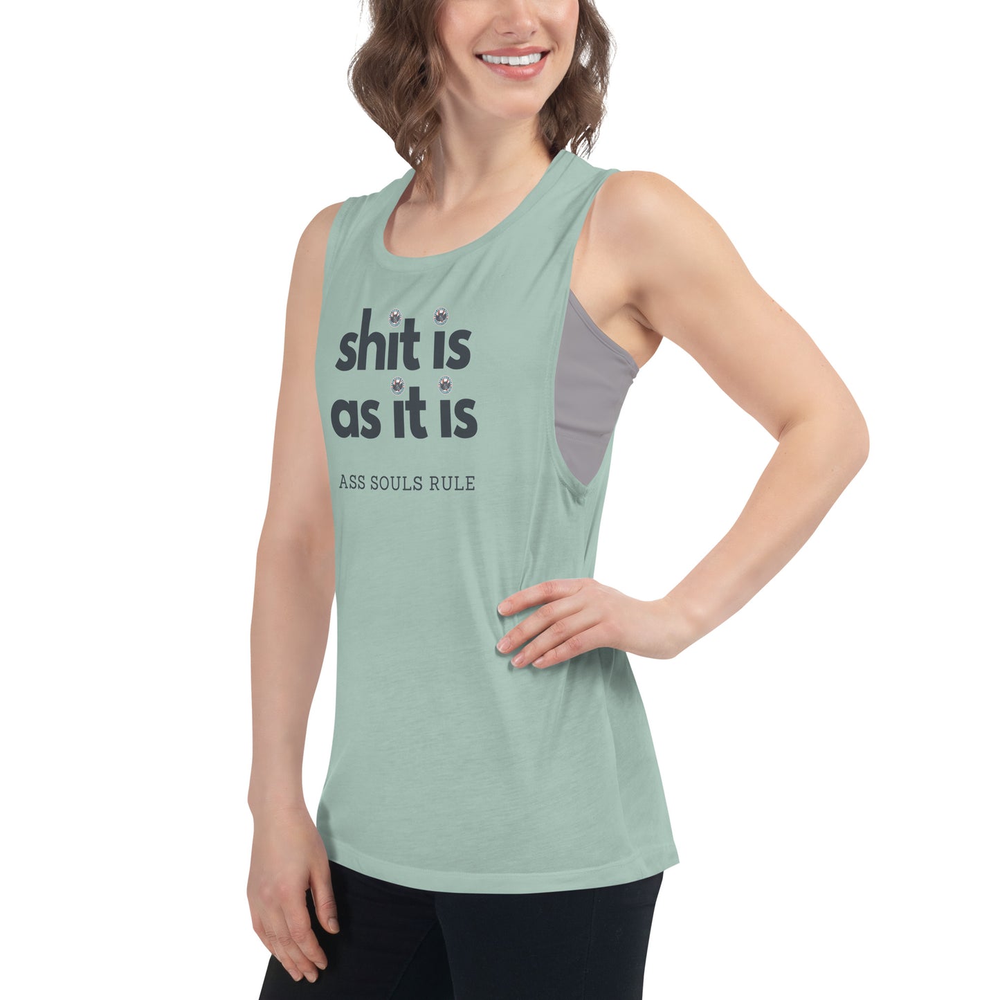 Shit Is As It Is ladies’ muscle tank