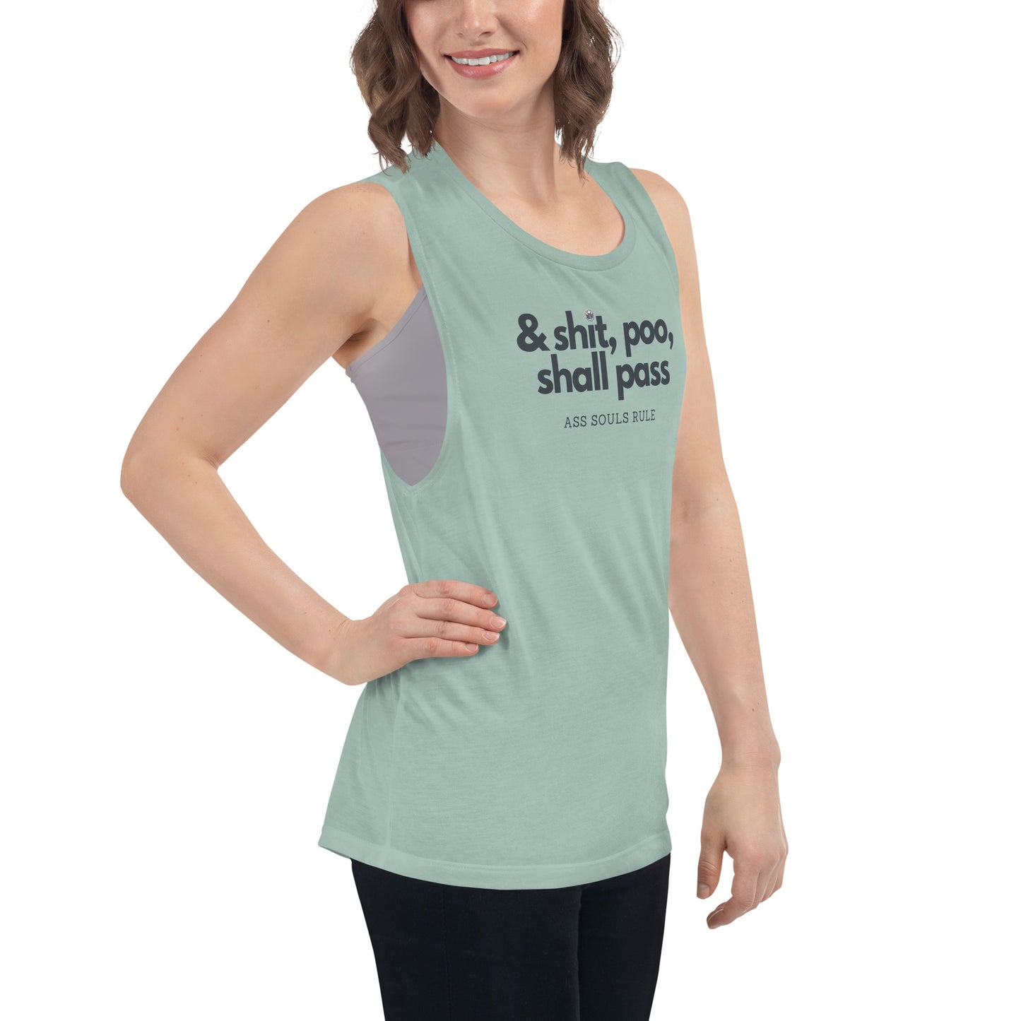 & Shit, Poo, Shall Pass ladies’ muscle tank