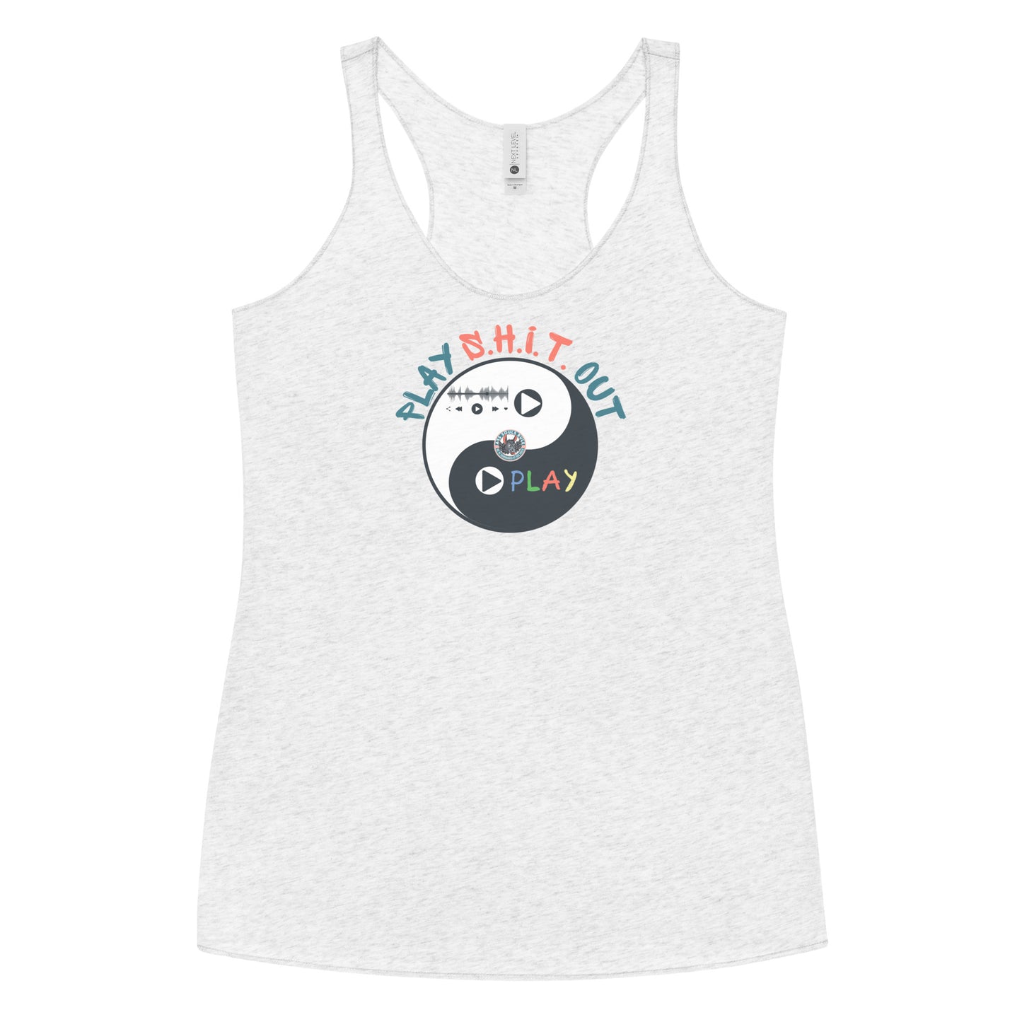 Play S.H.I.T. Out women's racerback tank