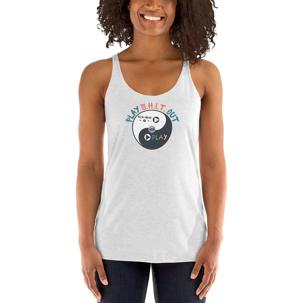 Play S.H.I.T. Out women's racerback tank