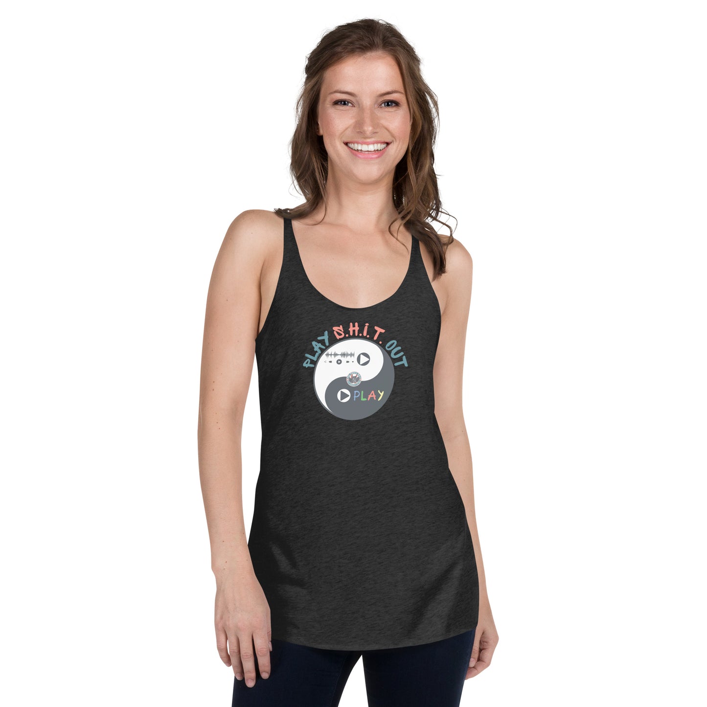 Play S.H.I.T. Out women's racerback tank