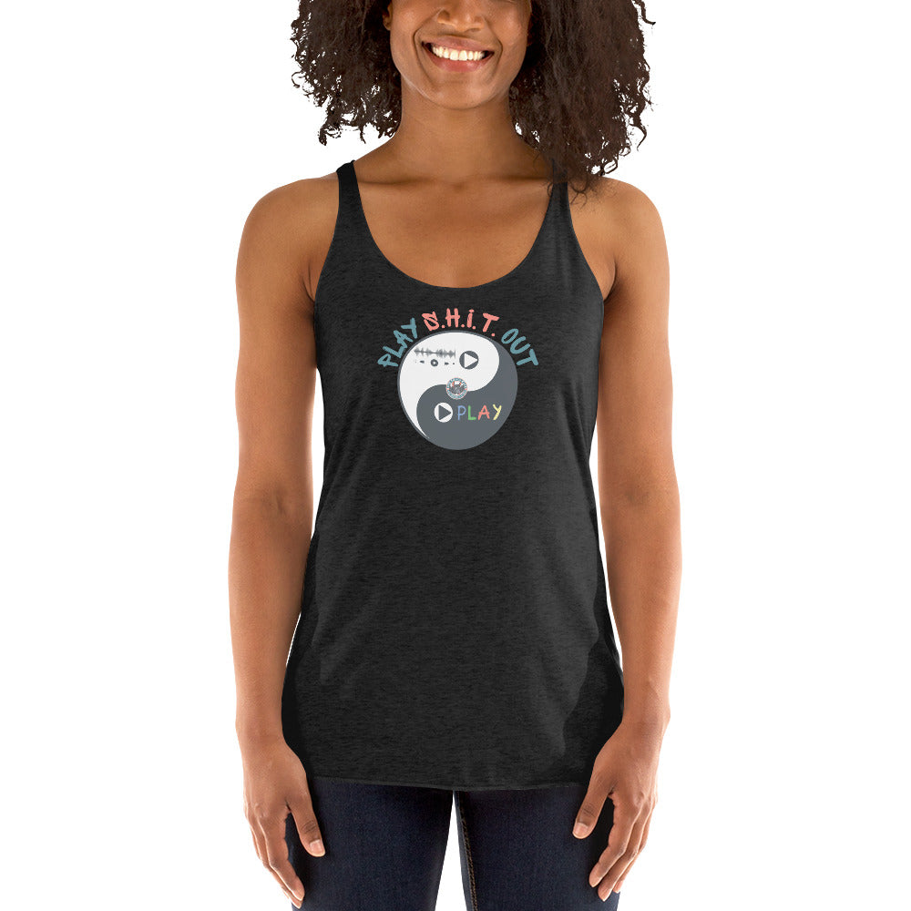 Play S.H.I.T. Out women's racerback tank