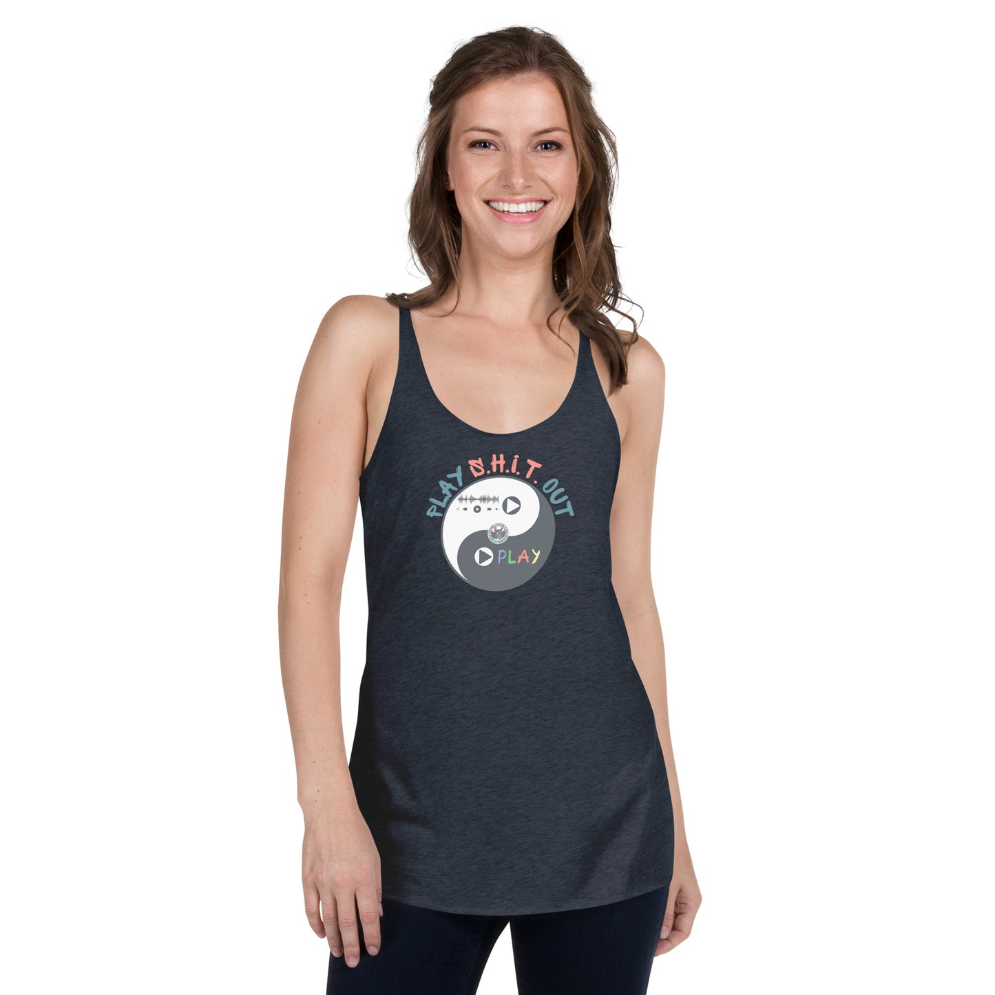 Play S.H.I.T. Out women's racerback tank